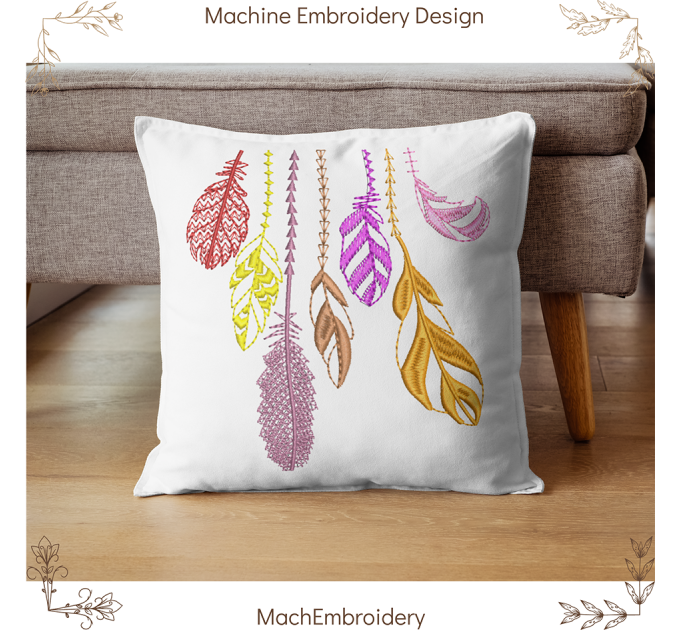 feathers machine embroidery design