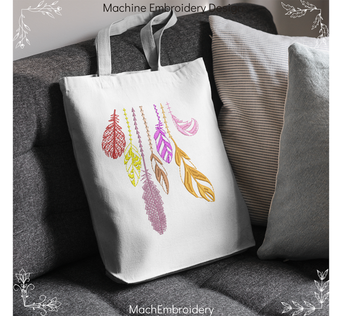 feathers machine embroidery design