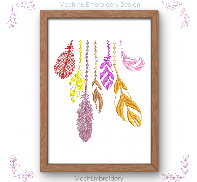 feathers machine embroidery design