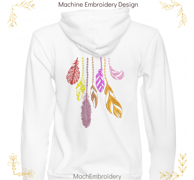 feathers machine embroidery design