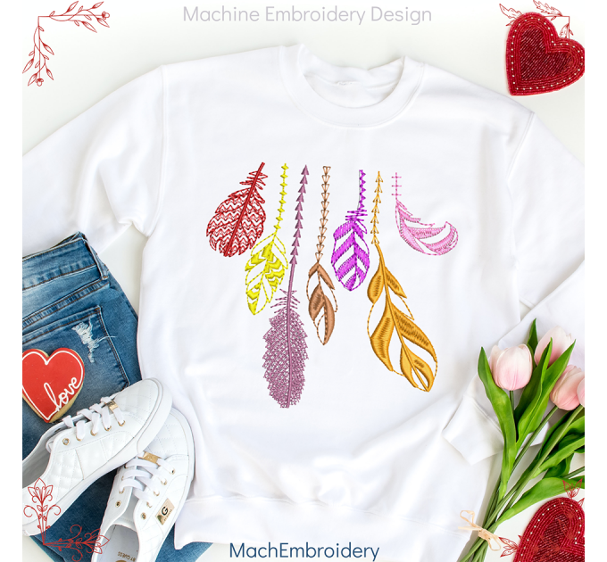 feathers machine embroidery design