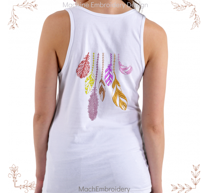 feathers machine embroidery design