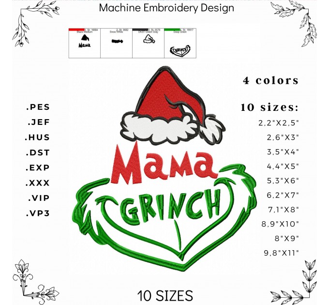 Mama Grinch  embroidery design