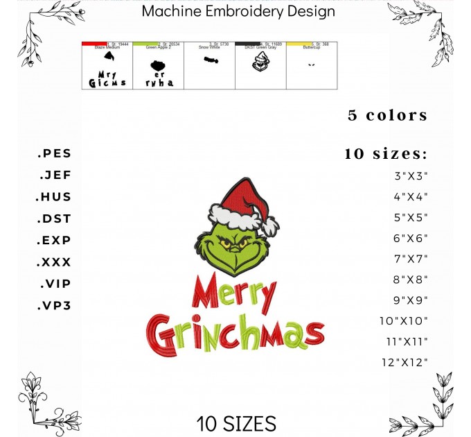 Merry Grichmas embroidery design