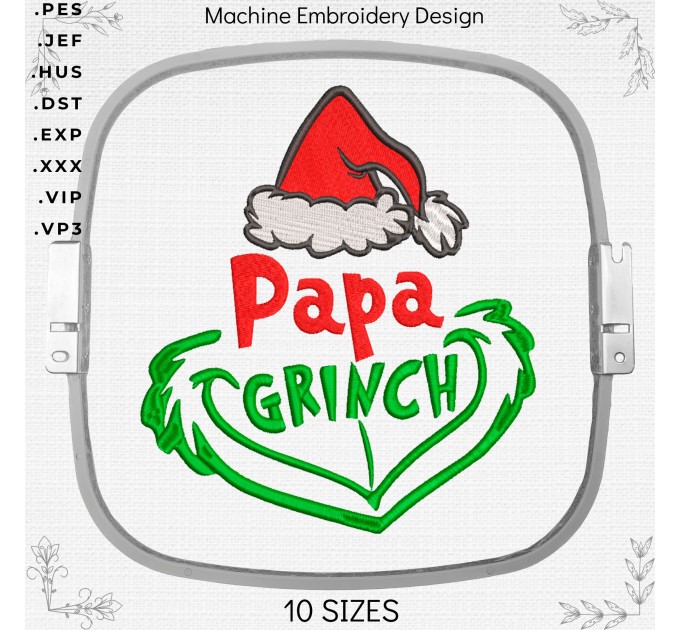 Papa Grinch embroidery design