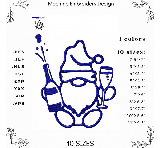 Santa shampan machine embroidery design