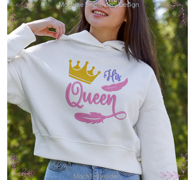 His Queen machine embroidery designe