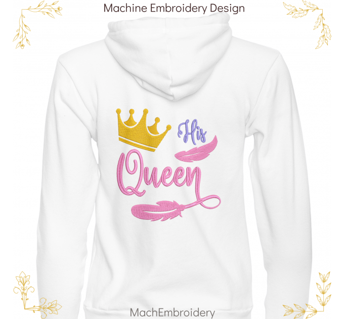 His Queen machine embroidery designe