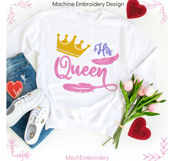 His Queen machine embroidery designe