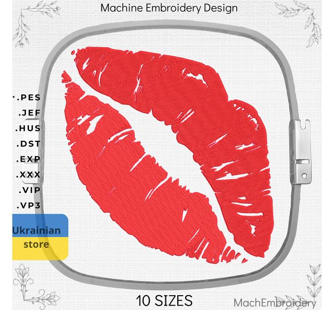 Lip print machine embroidery design