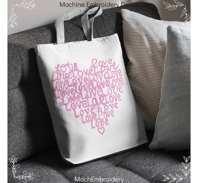 heart love machine embroidery design