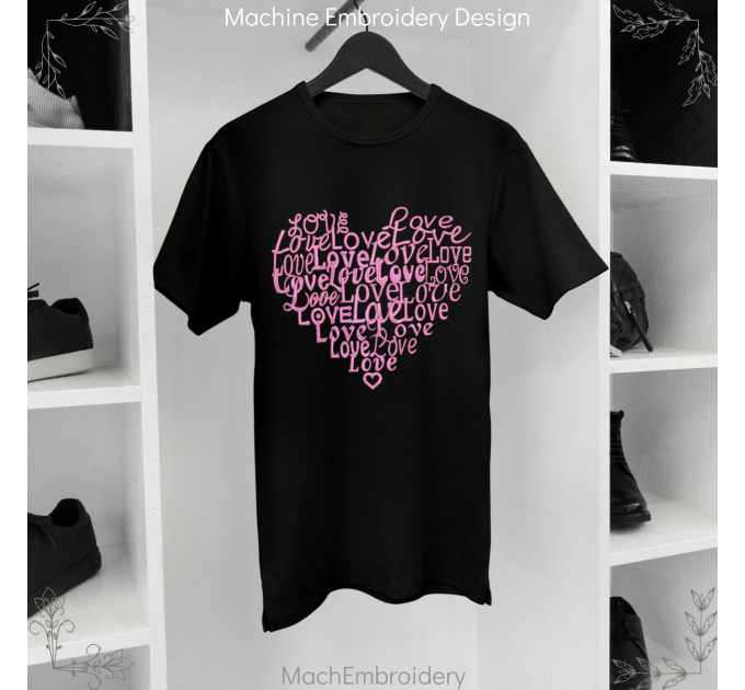 heart love machine embroidery design