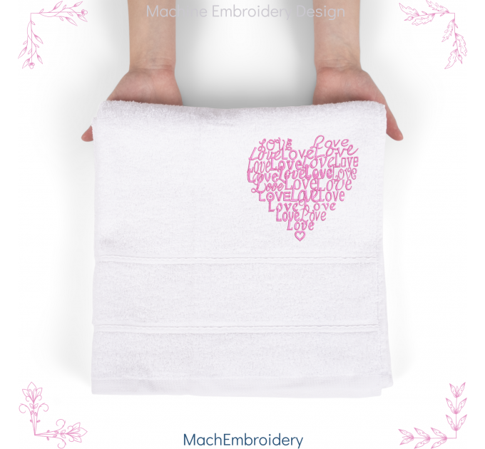 heart love machine embroidery design