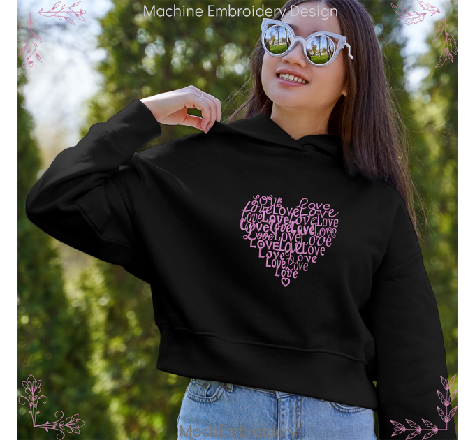 heart love machine embroidery design