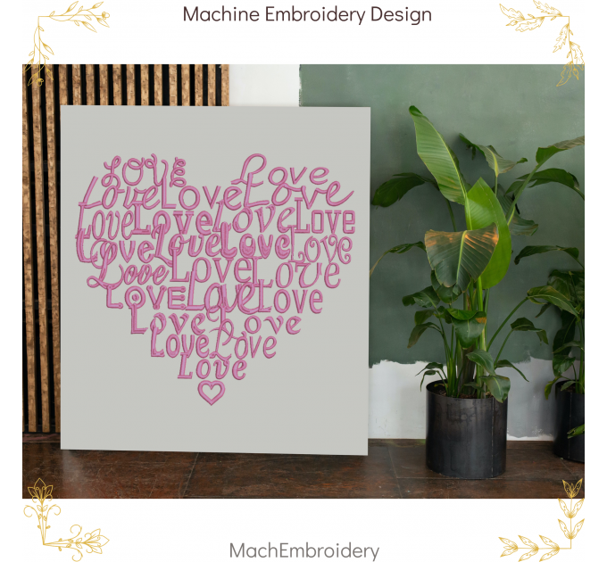 heart love machine embroidery design