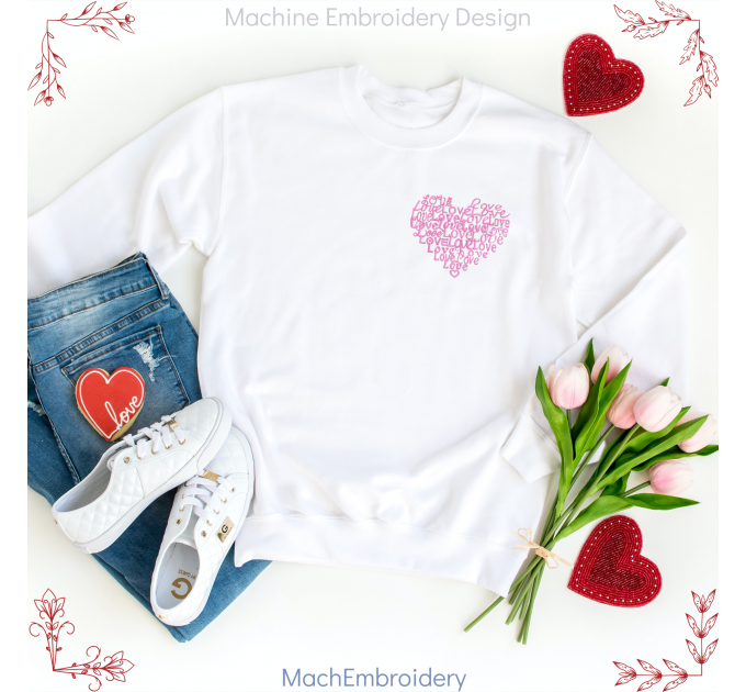 heart love machine embroidery design