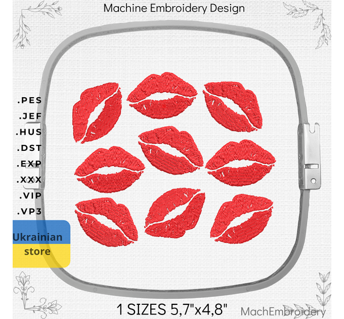 Kiss  machine embroidery  design