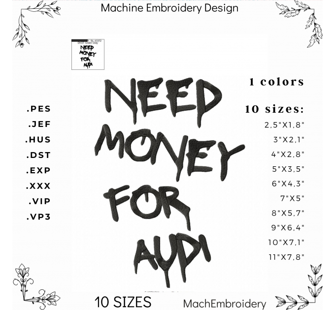 Need money for Audi machine embroidery programm