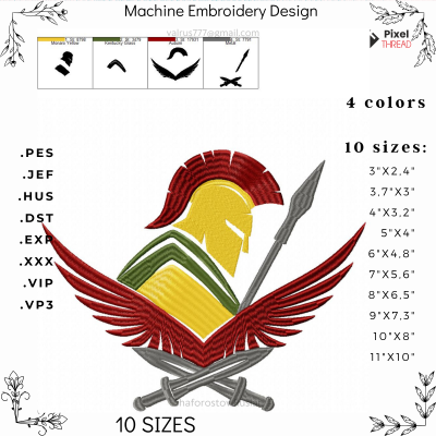 Spartacus, machine embroidery design.