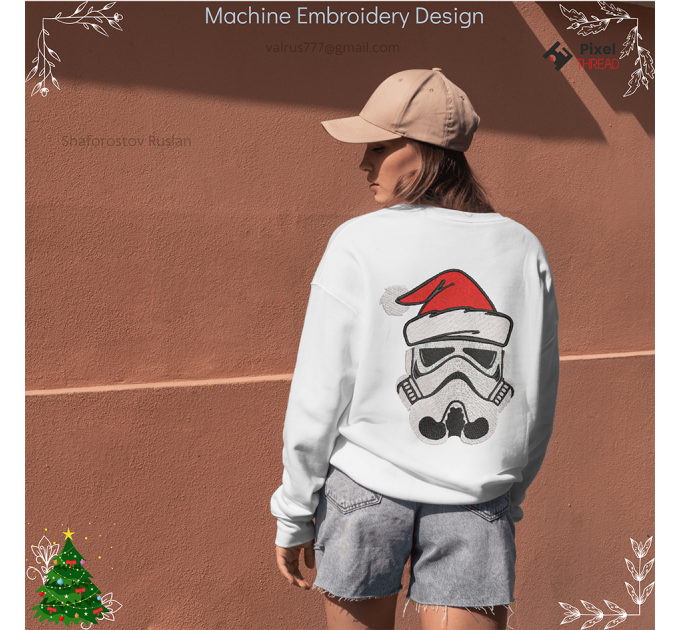 Clone Trooper Merry Christmas embroidery design. Star Wars