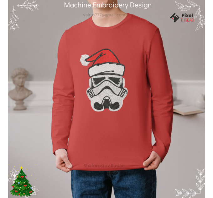 Clone Trooper Merry Christmas embroidery design. Star Wars