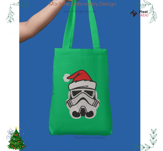 Clone Trooper Merry Christmas embroidery design. Star Wars