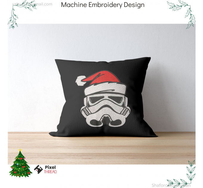 Clone Trooper Merry Christmas embroidery design. Star Wars