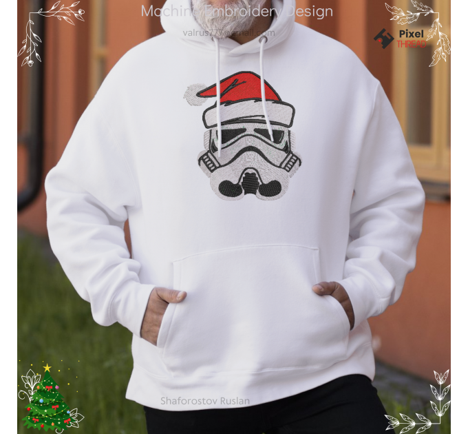 Clone Trooper Merry Christmas embroidery design. Star Wars