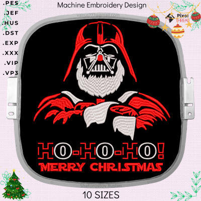 Darth Vader Merry Christmas embroidery design for a Christmas present.