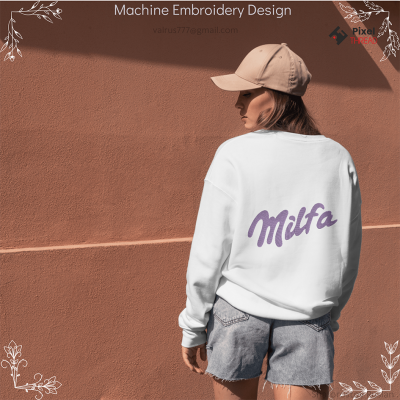 Milfa machine embroidery design. Can be used on a pillow, T-shirt, sweatshirt, as a gift or for yourself.