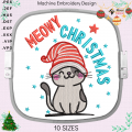 Cat Christmas Meowy Christmas machine embroidery design,  a gift for the whole family.