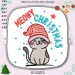 Cat Christmas Meowy Christmas machine embroidery design,  a gift for the whole family.