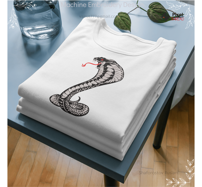 Snake machine embroidery design. Design for snake lovers, as a gift