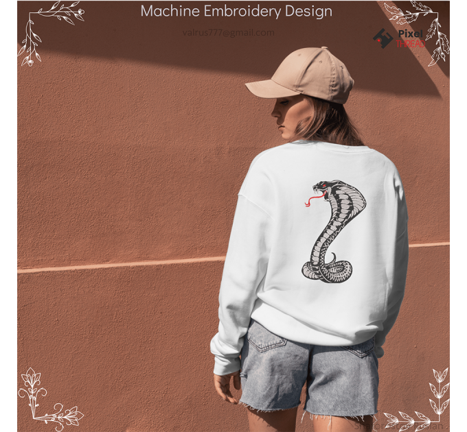 Snake machine embroidery design. Design for snake lovers, as a gift