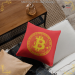 Gold Bitcoin machine embroidery design, for cryptocurrency lovers as a gift.