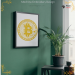 Gold Bitcoin machine embroidery design, for cryptocurrency lovers as a gift.