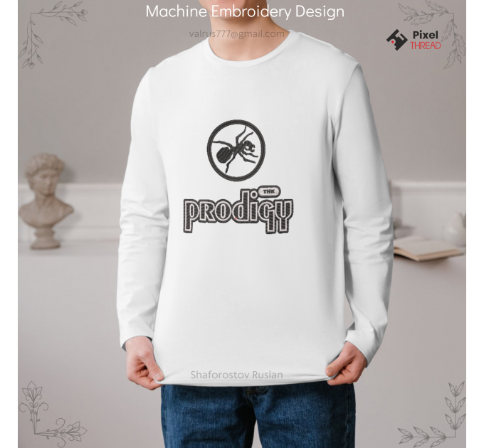 Prodigy fan. Favorite rock band Prodigy. Machine embroidery design, Gift design option for machine embroidery.