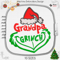 Grandpa Grinch machine embroidery design. Grandpa Grinch embroidery for a Christmas present.