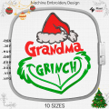 Grandma Grinch machine embroidery design. Grandma Grinch embroidery for a Christmas present.