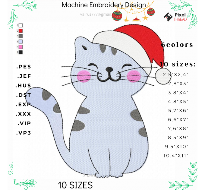 4 designs Christmas Cats machine embroidery design,  a gift for the whole family.