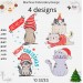 4 designs Christmas Cats machine embroidery design,  a gift for the whole family.