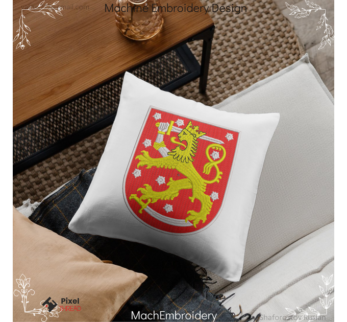 Coat of arms of Finland Machine Embroidery Design. A good gift for gift for finn and not only :)