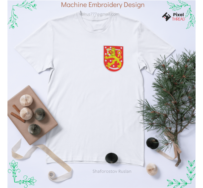 Coat of arms of Finland Machine Embroidery Design. A good gift for gift for finn and not only :)