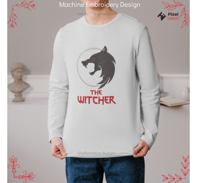 The Witcher machine embroidery design, a gift for a loved one