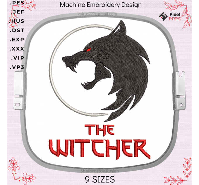 The Witcher machine embroidery design, a gift for a loved one