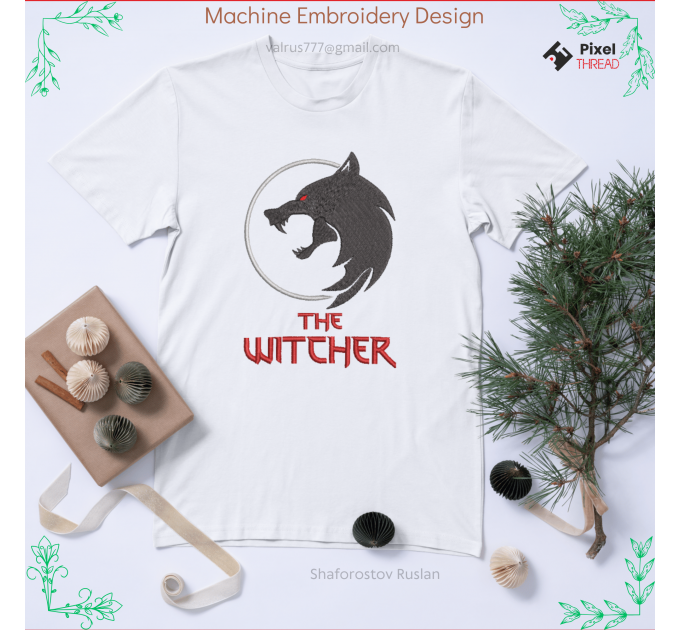 The Witcher machine embroidery design, a gift for a loved one